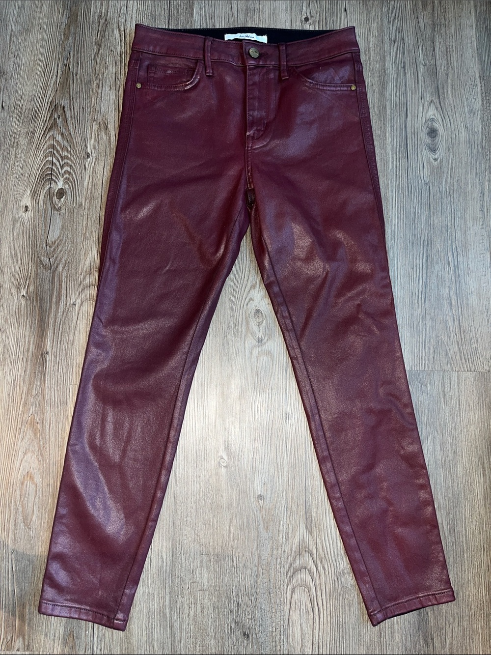 SAM EDELMAN Skinny Coated Jeans in Burgundy